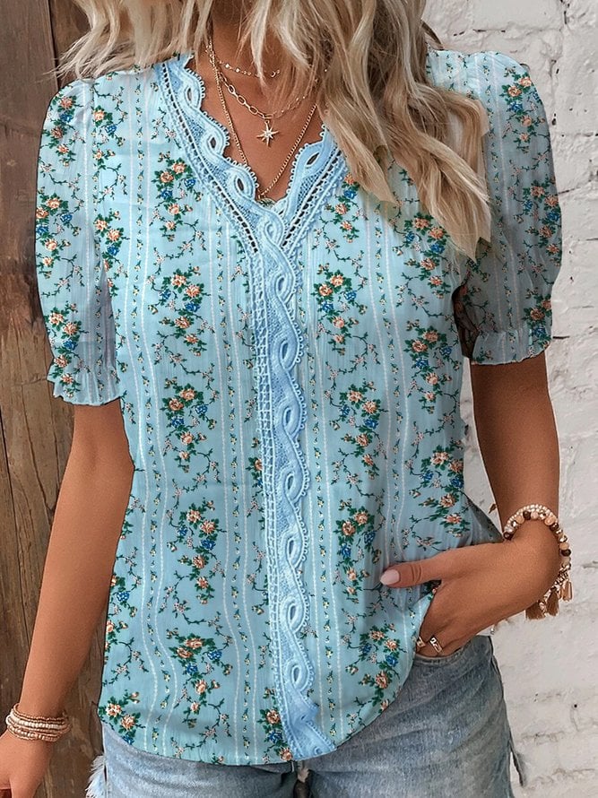 Limited Stock🛒49%OFF🔥V Neck Plain Lace Elegant Shirt(Buy 2 Free Shipping)